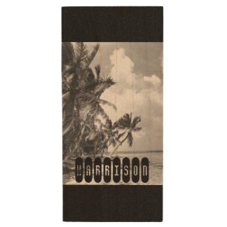 Vintage Palm Trees Cool Personalised Wood Flash Drive
