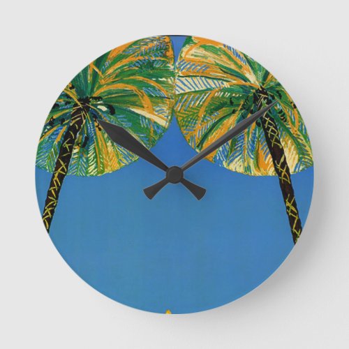 Vintage Palm Trees Cote DAzur Clock