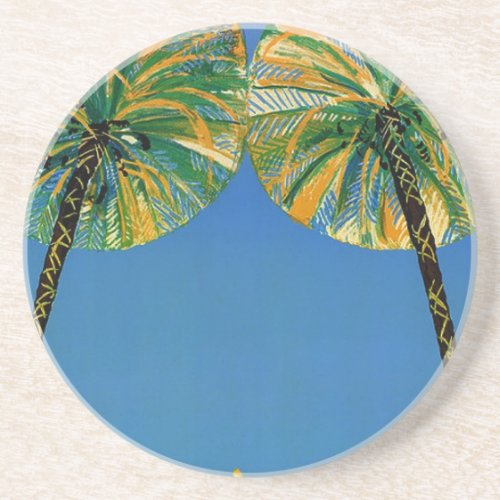 Vintage Palm Trees Cote DAzur Coaster