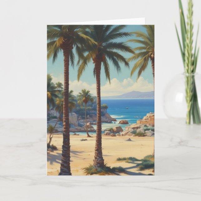 Vintage Palm Trees Cote D'Azur Travel Card (Front)