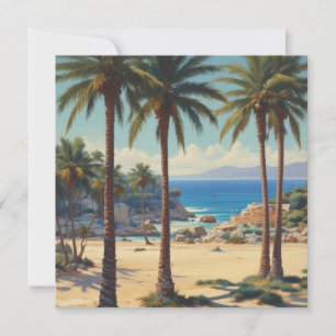 Vintage Palm Trees Cote D'Azur Travel Holiday Card