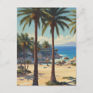 Vintage Palm Trees Cote D'Azur Travel Postcard