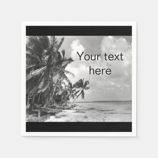 Vintage Palm Trees Custom Text Napkins (Front)