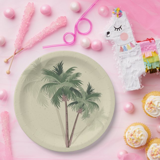 Palm tree paper plates best sale