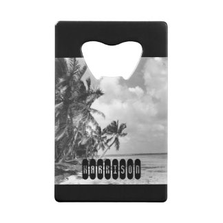 Vintage Palm Trees Personalised Credit Card Bottle Opener