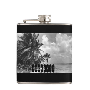 Vintage Palm Trees Personalised Flask
