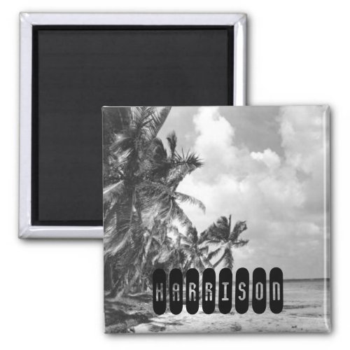 Vintage Palm Trees Personalised Magnet