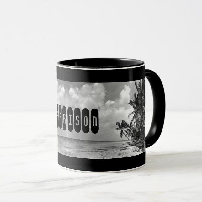 Vintage Palm Trees Personalised Mug (Front Right)