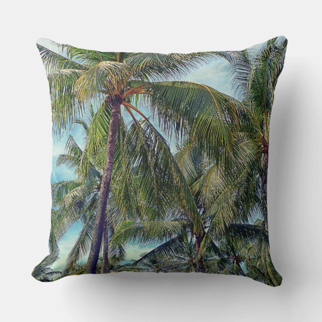 Vintage Palm Trees Throw Pillow (Front)