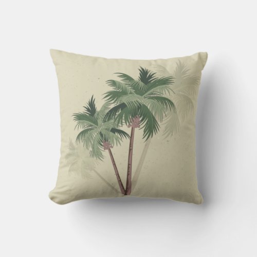 Vintage Palm Trees Throw Pillow