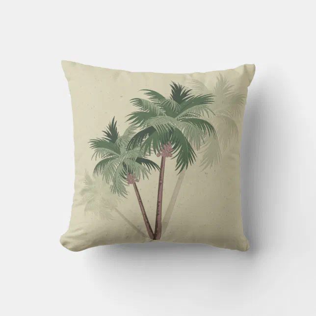 Vintage Palm Trees Throw Pillow | Zazzle