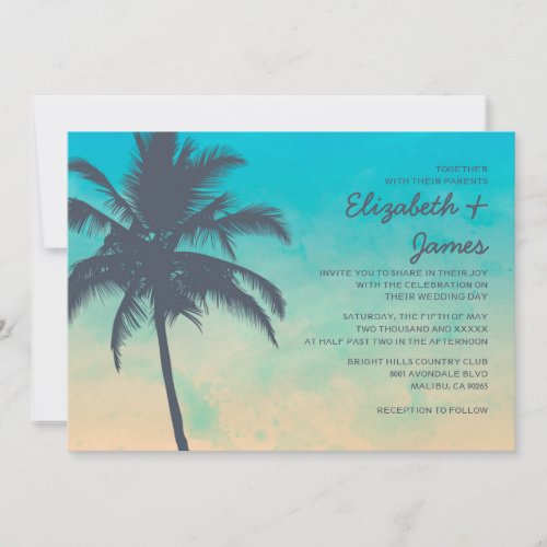 Vintage Palm Trees Wedding Invitations