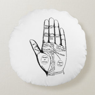 Vintage Palmistry Chart Palm Reading Throw Pillow