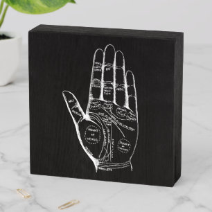 Vintage Palmistry Chart Palm Reading Wooden Box Sign