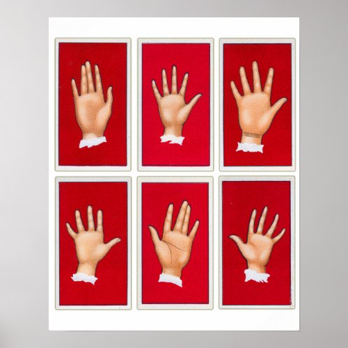 Vintage Palmistry Hands Chirology Poster