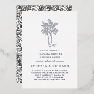 Vintage Palms Havana Nights Couples Shower Foil Invitation