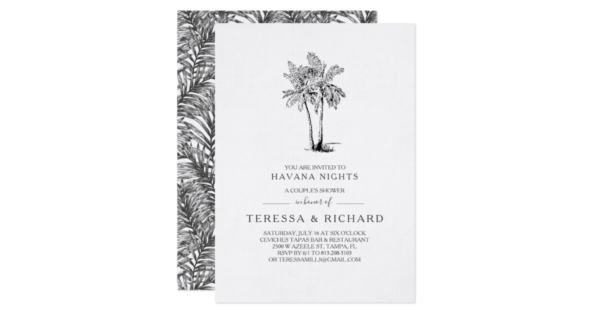Vintage Palms Havana Nights Couples Shower Invitation Zazzle Com