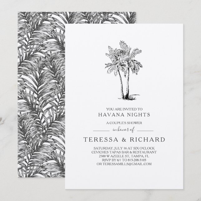 Vintage Palms | Havana Nights Couples Shower Invitation (Front/Back)