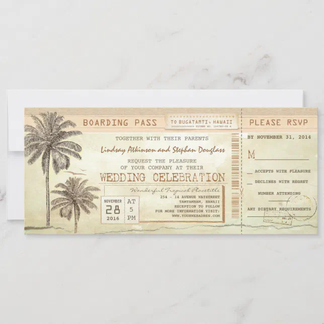 Vintage Palms Boarding Pass Invitation