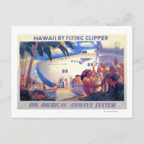 Vintage Pan American Travel Poster _ Hawaii Postcard