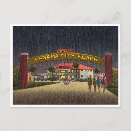 Vintage Panama City Beach Florida night scene Postcard