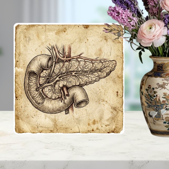 Vintage Pancreas Anatomy Sketch Illustration Ceramic Tile (Creator Uploaded)