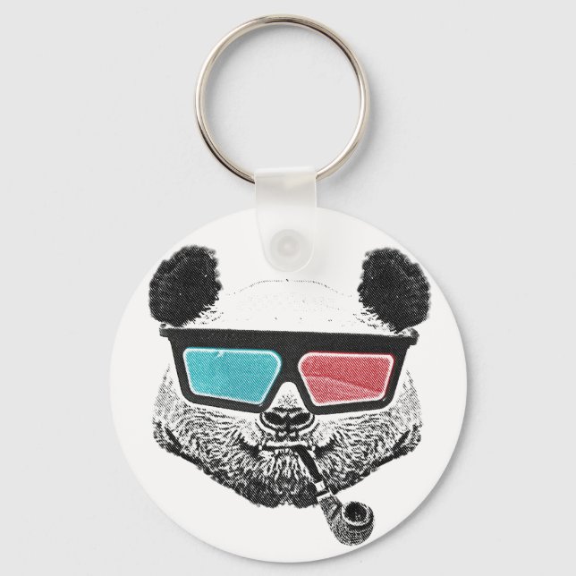 Vintage panda 3-D glasses Keychain (Front)