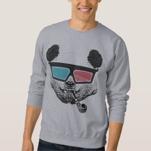 Vintage panda 3_D glasses Sweatshirt