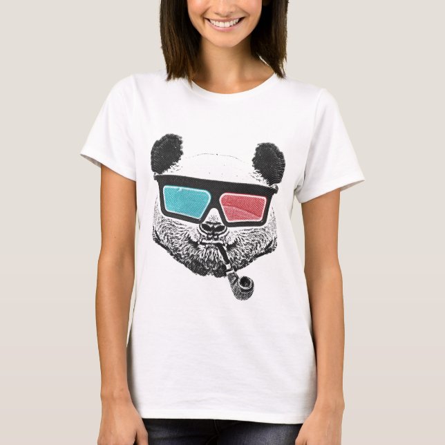 Vintage panda 3-D glasses T-Shirt (Front)