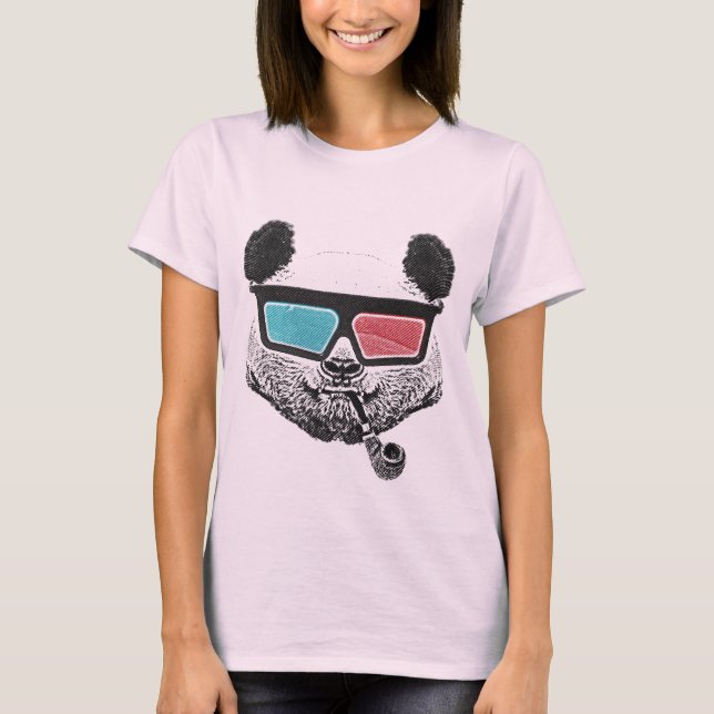 Vintage panda 3D glasses T-Shirt (Front)