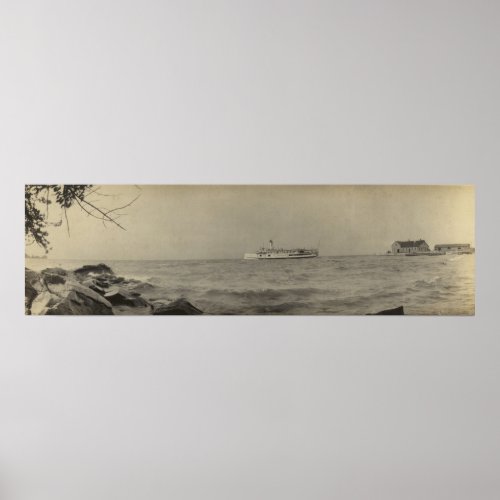 Vintage Panoramic of Kelleys Island OH _ Ferry Poster