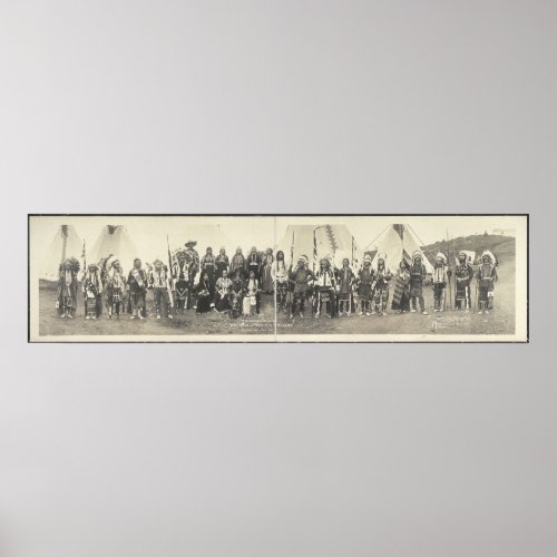 Vintage Panoramic Photograph of Native American Poster