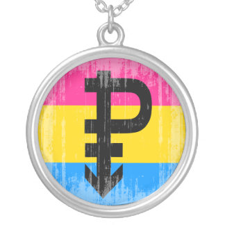 Vintage Pansexual Flag Silver Plated Necklace