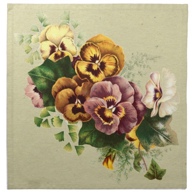 Vintage Pansies Bouquet Napkin (Front)