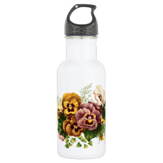 Vintage Pansies Bouquet Water Bottle
