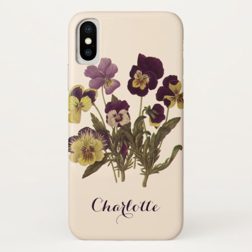 Vintage Pansies in Bloom Floral Garden Flowers iPhone X Case