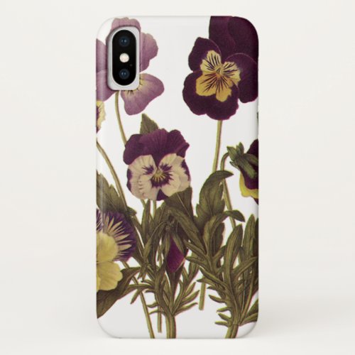 Vintage Pansies in Bloom Floral Garden Flowers iPhone X Case