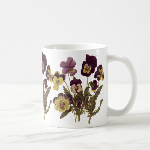 Vintage Pansies in Bloom, Floral Garden Flowers Coffee Mug