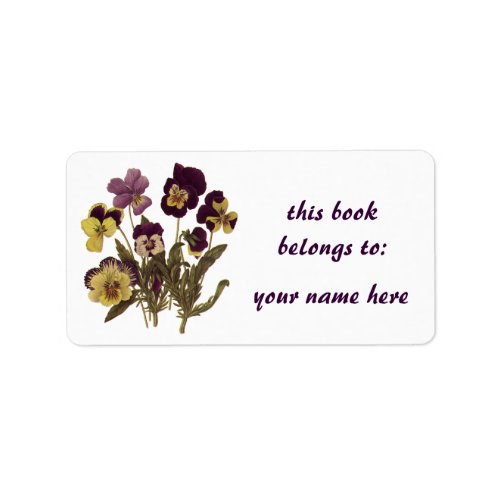 Vintage Pansies in Bloom Floral Garden Flowers Label