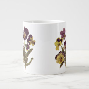 Vintage Pansies in Bloom, Floral Garden Flowers Large Coffee Mug