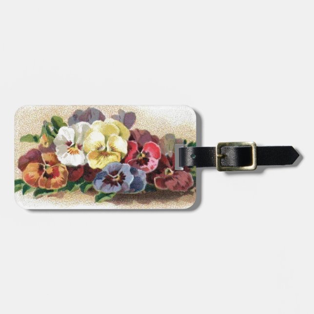 Vintage Pansies Luggage Tag (Front Horizontal)