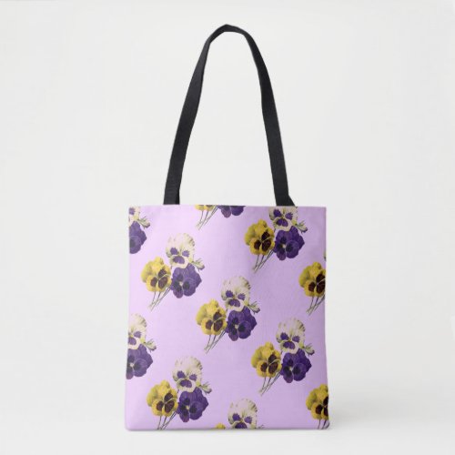 Vintage Pansies Pale Lavender Tote Bag