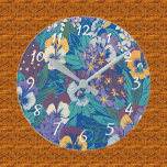 Vintage Pansies pattern round clock