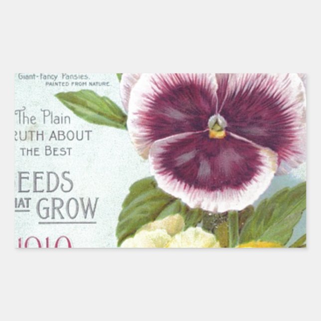 Vintage Pansies Rectangular Sticker (Front)