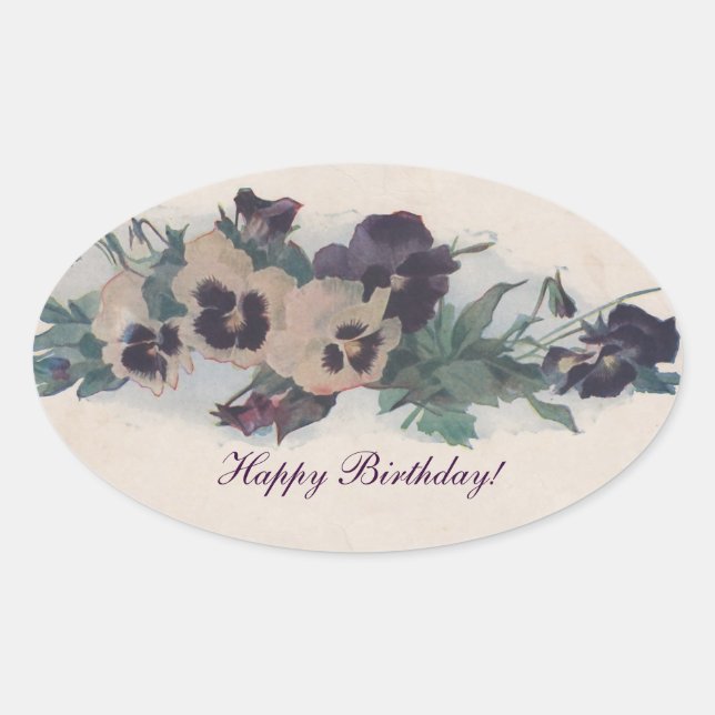 Vintage Pansies - Sticker (Front)