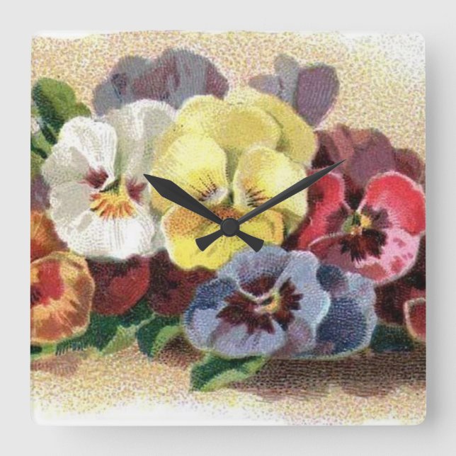 Vintage Pansies Wall Clock (Front)