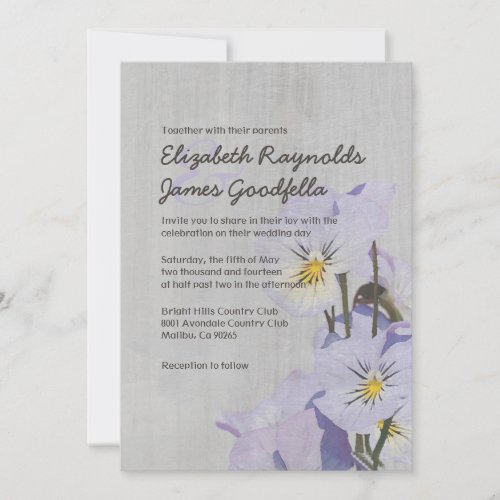 Vintage Pansies Wedding Invitations