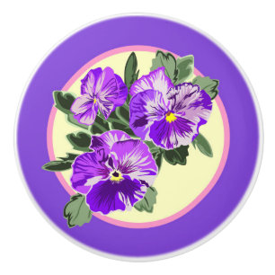 Vintage Pansy Ceramic Drawer Pull