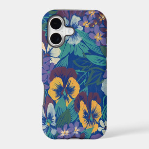 Vintage Pansy Floral Pattern Blue Cottage Garden iPhone 17 Case