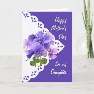 Vintage Pansy Flower Daughter Mother's Day  Card